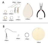 Unfinished Wooden Earrings Teardrop Round Pendant Kit