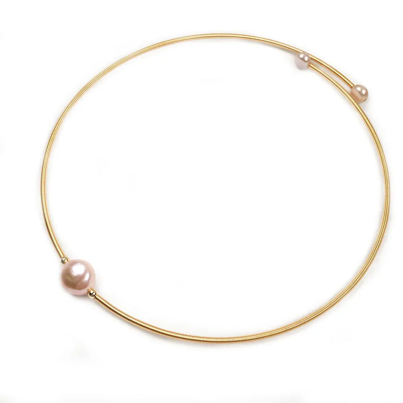 Natural Freshwater Pearl Copper Ring Necklace Set