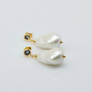 Faux Baroque Pearl Drop Earrings Zircon Women's Earrings