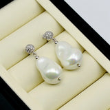 Faux Baroque Pearl Drop Earrings Zircon Women's Earrings
