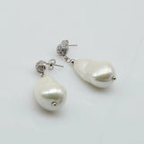 Faux Baroque Pearl Drop Earrings Zircon Women's Earrings
