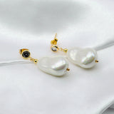 Faux Baroque Pearl Drop Earrings Zircon Women's Earrings
