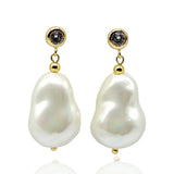 Faux Baroque Pearl Drop Earrings Zircon Women's Earrings