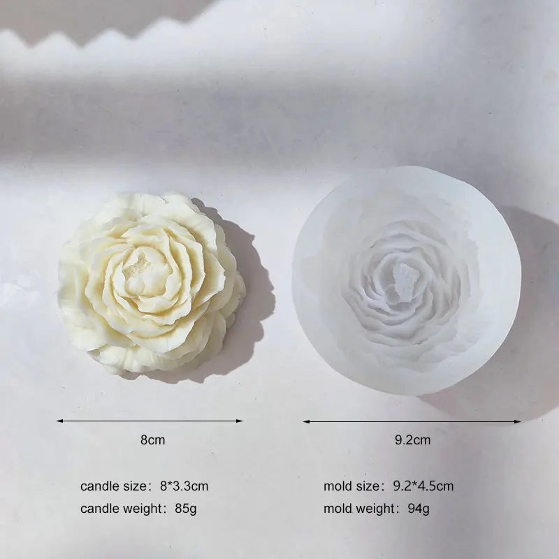 3D Peony Flower Silicone Candle Mold DIY Soap Plaster Resin Cake Baking