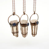 Quartz Point Kyanite Pendant Antique Copper Boho Jewelry