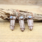 Quartz Point Kyanite Pendant Antique Copper Boho Jewelry