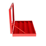 Red Velvet Jewelry Display Case with Glass Top, 48 Clips