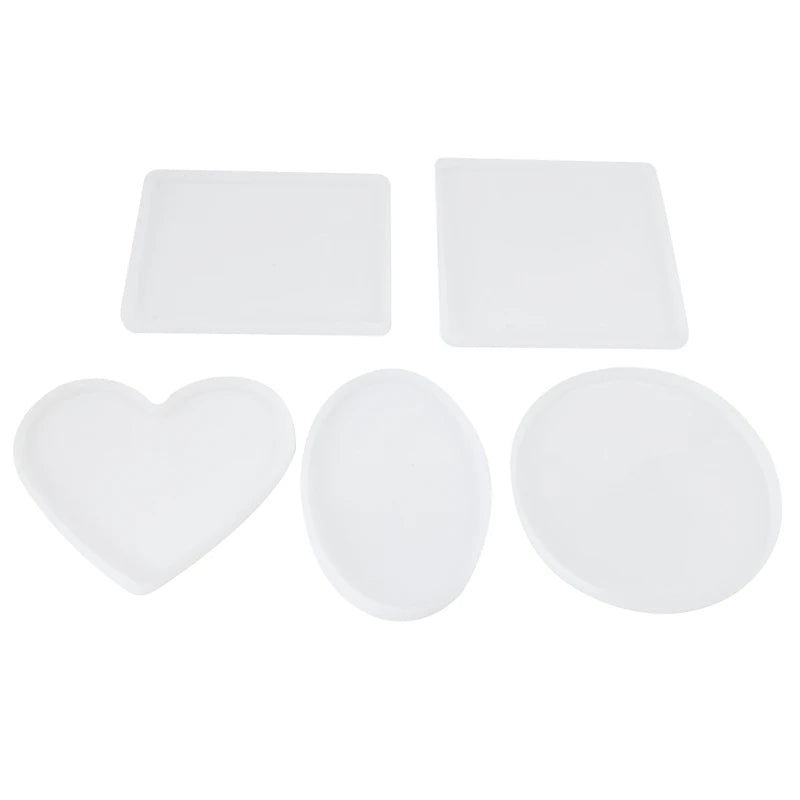 Resin Silicone Molds Set: Round, Square, Rectangle, Heart, Oval Shape