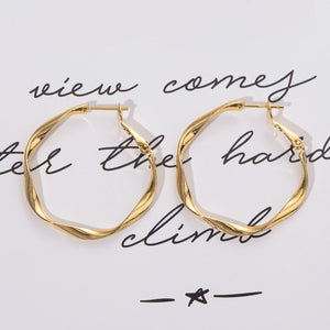 Large Round Brass Hoop Earrings 925 Silver Stud Plated Unique Jewelry
