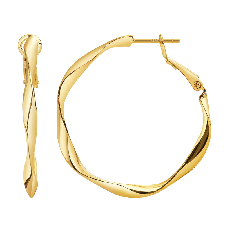 Large Round Brass Hoop Earrings 925 Silver Stud Plated Unique Jewelry