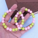 10MM Pink Green Pearl Exaggerated Hoop Earrings