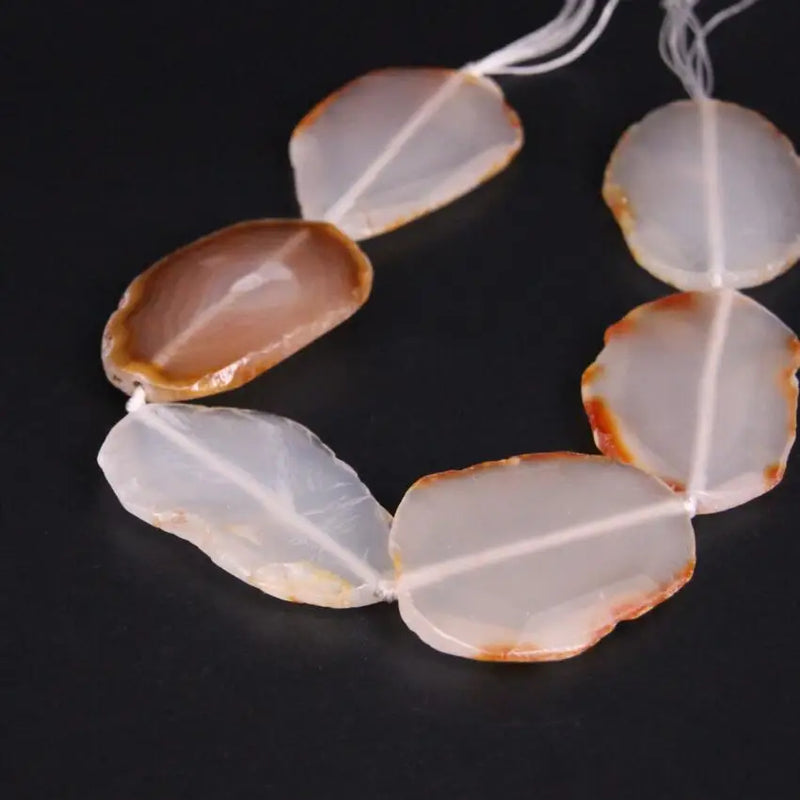 Natural Agates Faceted Slab Nugget Loose Beads 6PCS/strand