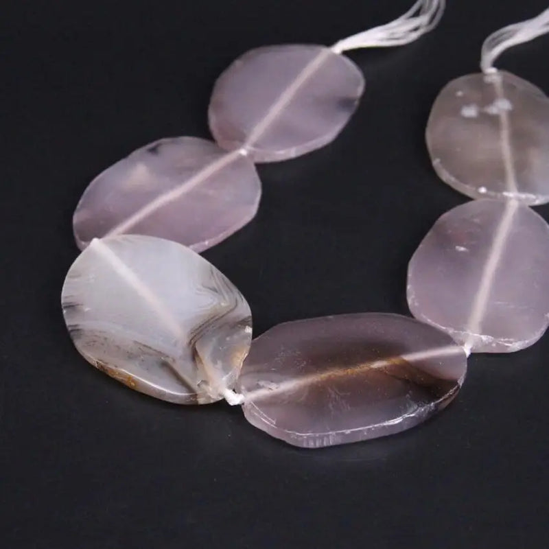Natural Grey Agates Faceted Slab Slice Nugget Loose Beads