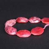 9PCS Pink Red Agates Faceted Nugget Slice Pendant Beads