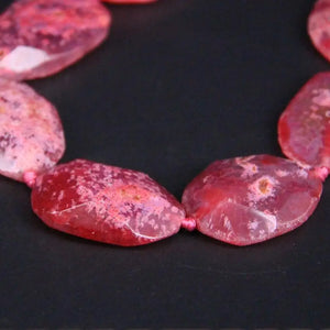 9PCS Pink Red Agates Faceted Nugget Slice Pendant Beads
