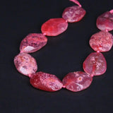 9PCS Pink Red Agates Faceted Nugget Slice Pendant Beads
