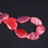 9PCS Pink Red Agates Faceted Nugget Slice Pendant Beads
