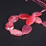 9PCS Pink Red Agates Faceted Nugget Slice Pendant Beads