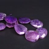 Purple Natural Agates Faceted Nugget Slice Pendant Beads
