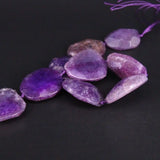 Purple Natural Agates Faceted Nugget Slice Pendant Beads