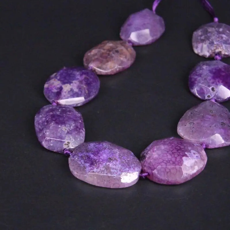 Purple Natural Agates Faceted Nugget Slice Pendant Beads
