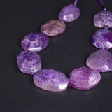 Purple Natural Agates Faceted Nugget Slice Pendant Beads