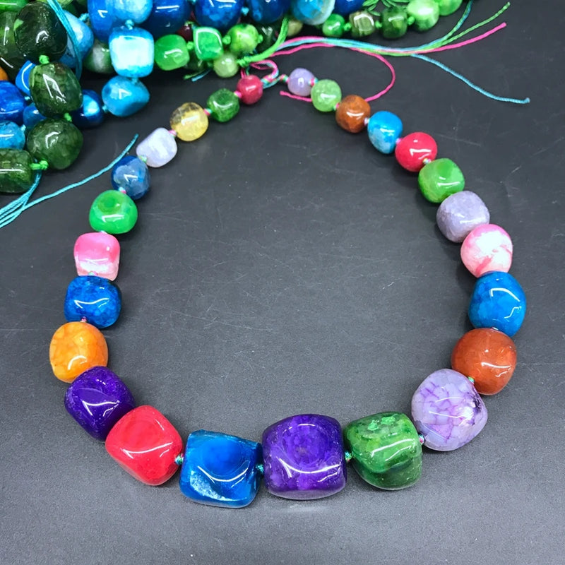 Dragon Veins Agates Nugget Loose Beads, Natural Onxy Pendants Necklace