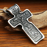 Vintage Jesus Necklace For Men Stainless Steel Cross Pendant Biker Amulet
