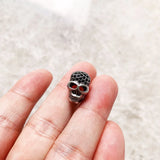 Large Skull Pave Bead 925 Sterling Silver DIY Accessories High Big Hole Gift