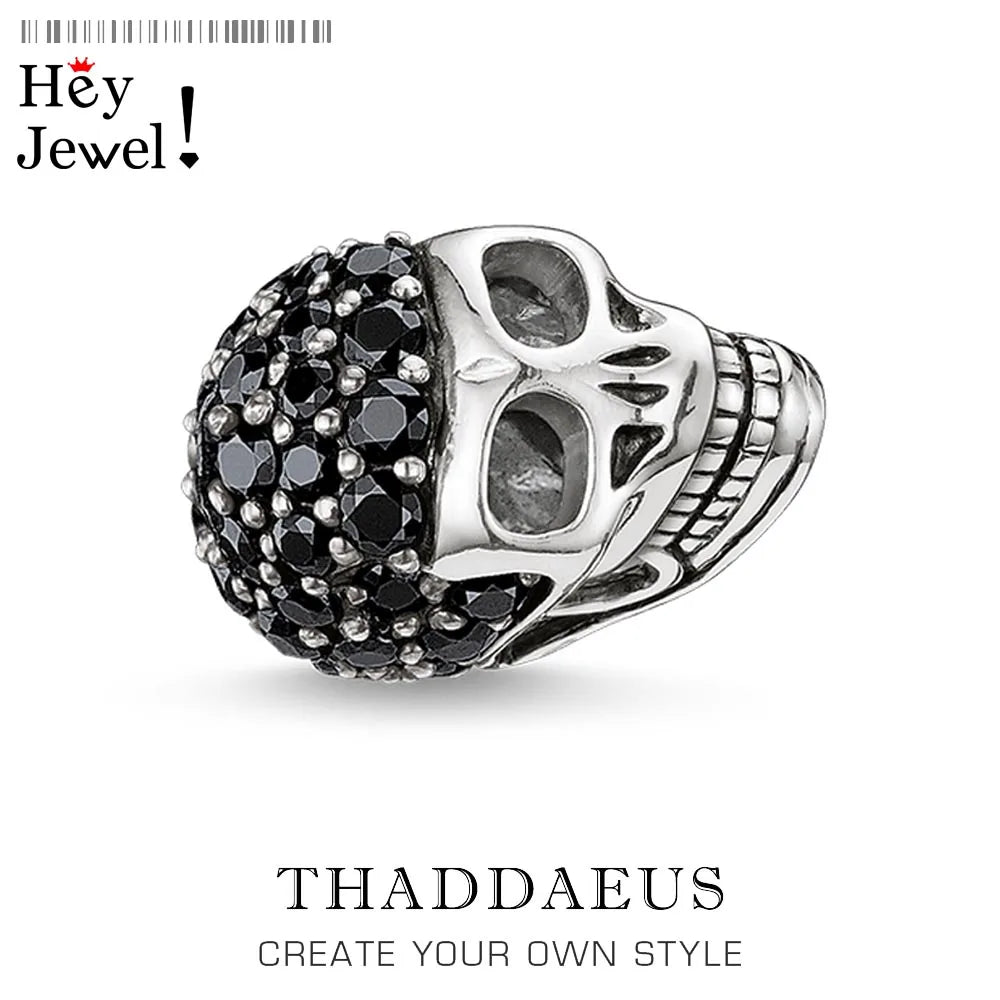 Large Skull Pave Bead DIY Accessories High Big Hole Gift Vintage Europe Skeleton