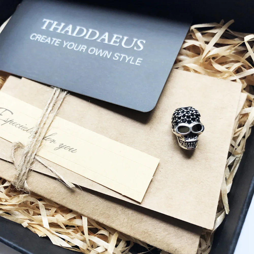 Large Skull Pave Bead DIY Accessories High Big Hole Gift Vintage Europe Skeleton