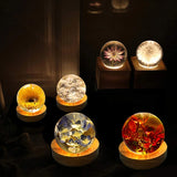 LED Crystal Ball Night Light Mold with Wooden Base Stand