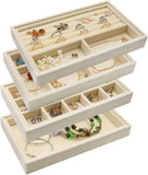 Stackable Velvet Jewelry Trays Drawer Organizer Display Storage