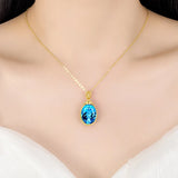 18K Plated Topaz Pendant with Sapphire Necklace