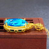 18K Plated Topaz Pendant with Sapphire Necklace