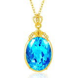 18K Plated Topaz Pendant with Sapphire Necklace