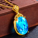 18K Plated Topaz Pendant with Sapphire Necklace