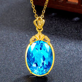 18K Plated Topaz Pendant with Sapphire Necklace