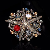 Vintage Mermaid Turtle Starfish Animal Brooches Pearl Crystal Lady Party Pins