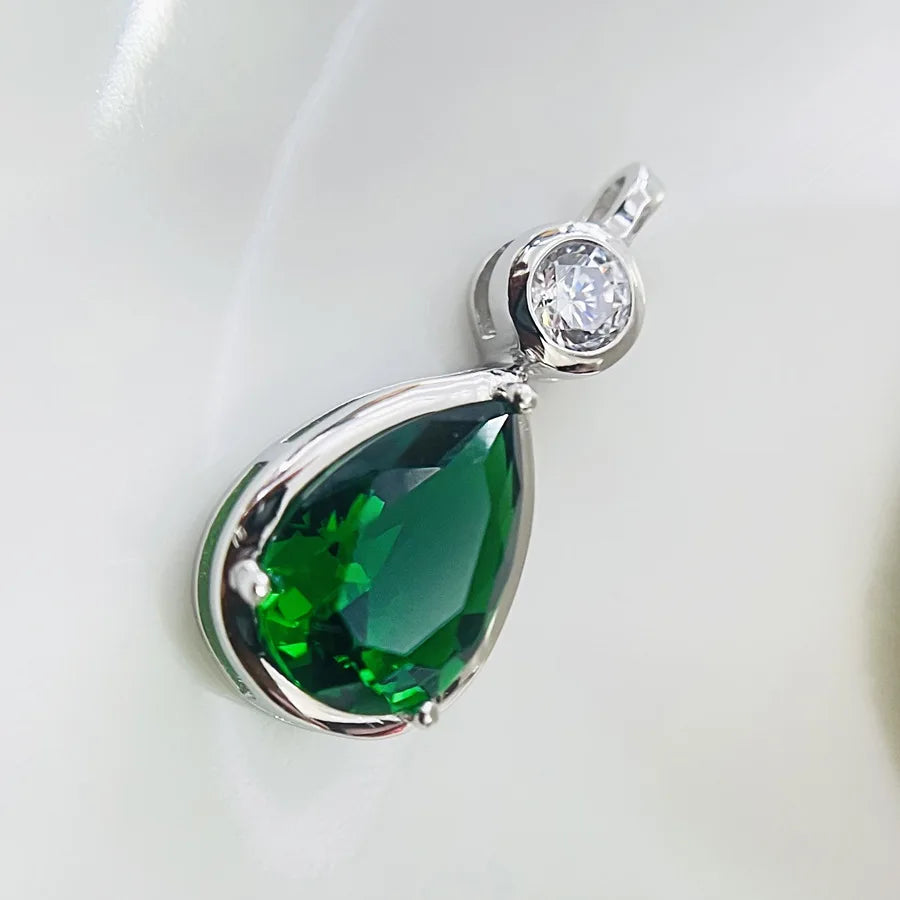 Large Water Drop Gems Zircon Pendant Red Green Purple DiamondWhite