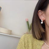 Water Pearl Stud Earrings for Women Girls Metal Stud Smooth Chunky Jewelry
