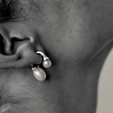Water Pearl Stud Earrings for Women Girls Metal Stud Smooth Chunky Jewelry