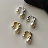Water Pearl Stud Earrings for Women Girls Metal Stud Smooth Chunky Jewelry