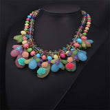 Colorful Gemstone Flower Layered Necklace for Women