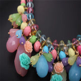 Colorful Gemstone Flower Layered Necklace for Women