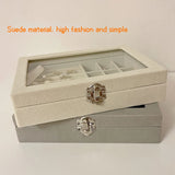 Large-capacity Flannel Jewelry Box Portable Ring Necklace Earrings Storage Box