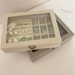 Large-capacity Flannel Jewelry Box Portable Ring Necklace Earrings Storage Box