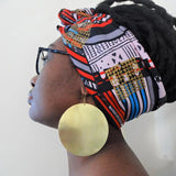 Large Disk Earrings African Ethnic Statement Handmade Brass