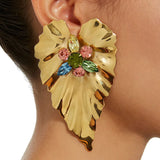 Statement Leaf Earrings for Women - Large Antique Drop Earrings