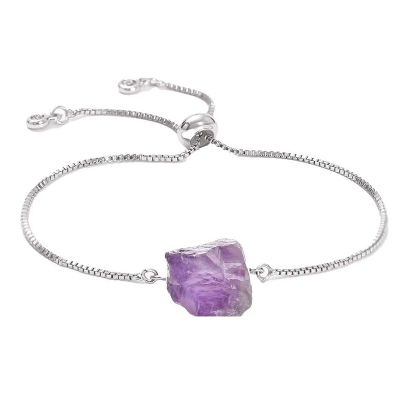 Irregular Natural Mineral Stone Beads Push Pull Bracelet